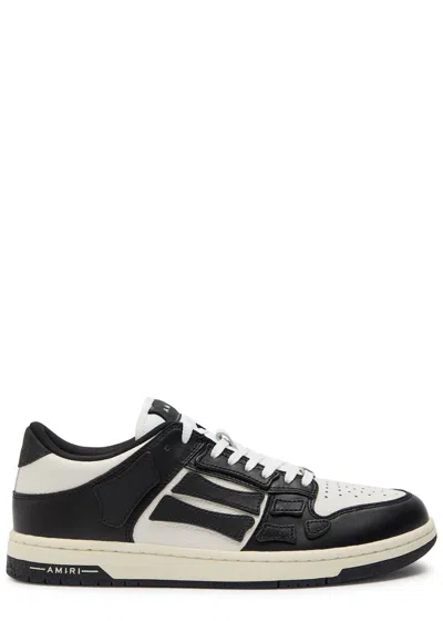 Amiri Skel Panelled Leather Sneakers In Black