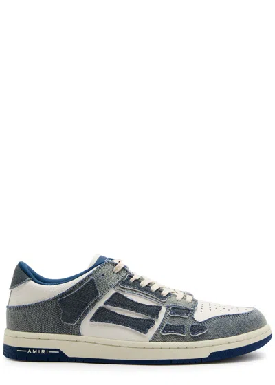Amiri Skel Panelled Leather Trainers In Blue