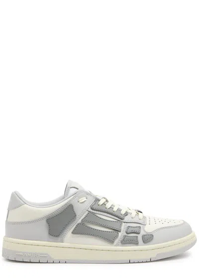 Amiri Skel Panelled Leather Sneakers In Grey