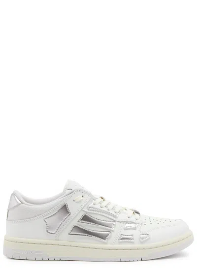 Amiri Skel Panelled Leather Sneakers In White