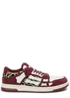 Amiri Leopard Skel Top Low Sneakers In Bordeaux Leather In Burgundy