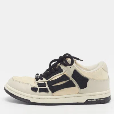 Pre-owned Amiri Skel Size 37 Beige/black Leather And Suede Lace Up Sneakers