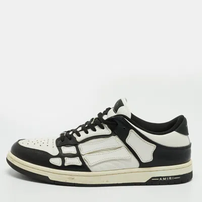 Pre-owned Amiri Skel Size 44 White/black Leather Low Top Sneakers