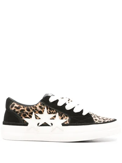 Amiri Sunset Leopard-print Panelled Nubuck Sneakers In Black