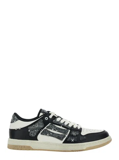 Amiri Skel Top Black Low Top Sneakers With Logo Patch On The Tongue And Logo Lettering On The Heel In Leat