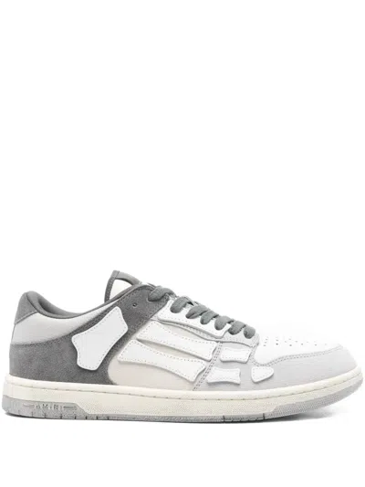 Amiri Skel-top Bone-panelled Low-top Sneakers In Gray