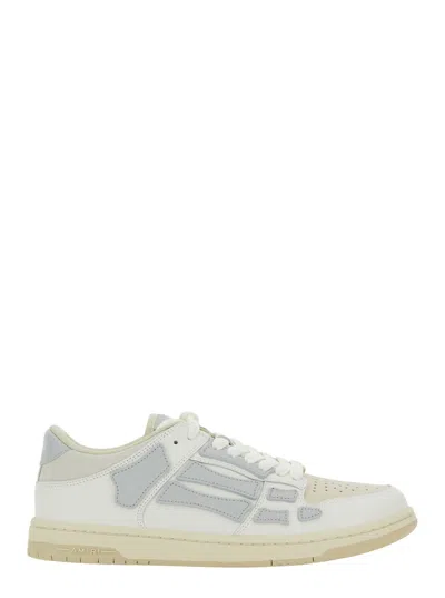 Amiri Skel Top Grey Low Top Sneakers With Logo Patch On The Tongue And Logo Lettering On The Heel In Leath In Multi