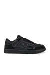Amiri Sneaker Skel Top Low Black In Leather And Suede Men In Black