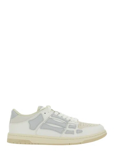 AMIRI 'SKEL TOP' GREY LOW TOP SNEAKERS WITH LOGO PATCH ON THE TONGUE AND LOGO LETTERING ON THE HEEL IN LEA