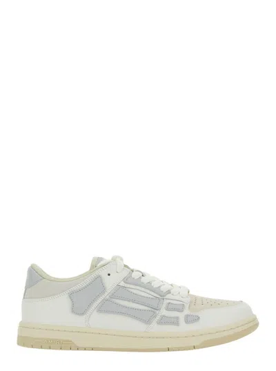 AMIRI 'SKEL TOP' GREY LOW TOP SNEAKERS WITH LOGO PATCH ON THE TONGUE AND LOGO LETTERING ON THE HEEL