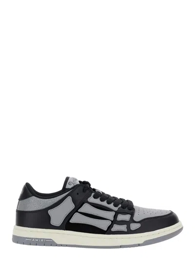 AMIRI SKEL TOP LOW BLACK SNEAKERS WITH SKELETON PATCH IN LEATHER MAN