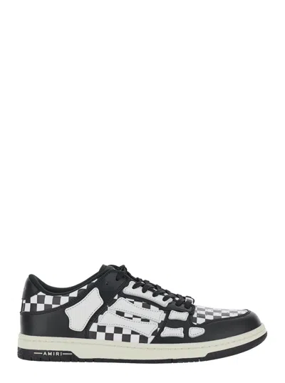 AMIRI AMIRI MEN 'SKEL TOP LOW' BLACK AND WHITE BI-COLOR SNEAKERS WITH SKELETON PATCH WITH CHECK MOTIF IN L
