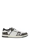 Amiri 'skel Top Low' Black Sneaker With Skeleton Applications And All-over Logo Print
