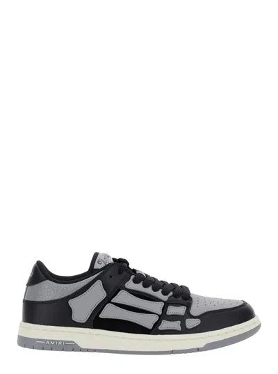 AMIRI 'SKEL TOP LOW' BLACK SNEAKERS WITH SKELETON PATCH IN LEATHER MAN