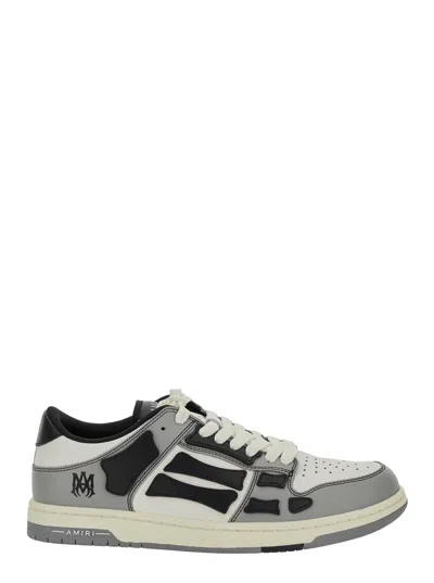 Amiri Skel Top Low Grey Trainers With Logo Patch On Thetongue And Contrasting Details On The Side In Leath In Multi