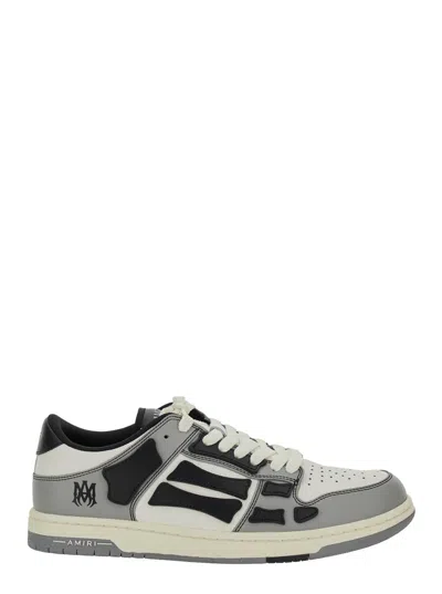 AMIRI AMIRI 'SKEL TOP LOW' GREY SNEAKERS WITH LOGO PATCH ON THETONGUE AND CONTRASTING DETAILS ON THE SIDE 