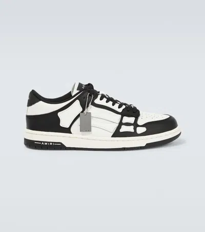 Amiri Multicolor Leather And Fabric Bandana Denim Skel Sneakers In Black
