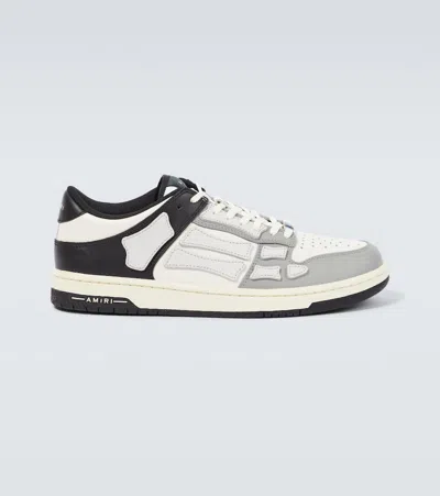 Amiri Skel Top Low Leather Sneakers In White