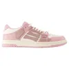 Amiri Hammered Leather Skeleton Low-top Sneakers In Pink