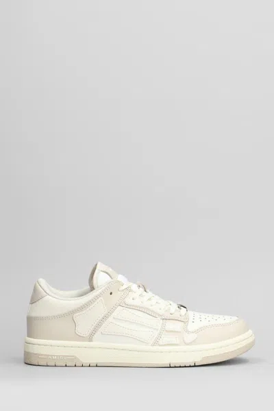 Amiri Skel Top Low Sneakers In Beige Leather In White