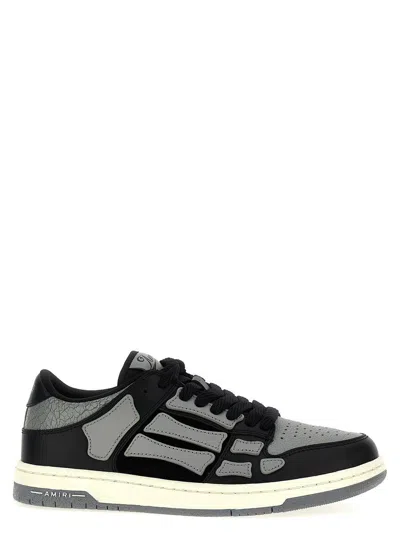 AMIRI 'SKEL TOP LOW' BLACK SNEAKERS WITH SKELETON PATCH IN LEATHER MAN
