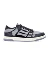 Amiri 'skel Top Low' Black Sneakers With Skeleton Patch In Asphalt