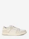 Amiri Skel Top Low White Sneakers With Skeleton Patch In Leather Man In Beige