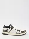 Amiri Quad Skel Panelled Leather Snekaers In Black