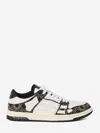 Amiri Quad Skel Panelled Leather Snekaers In Black