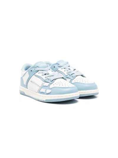 Amiri Kid's Skel-top Two-tone Leather Low-top Sneakers, Kids In Ocean Sky