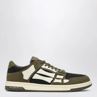 AMIRI AMIRI SKEL TOP LOW SNEAKERS IN BLACK/ARMY GREEN/WHITE