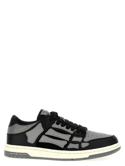 AMIRI 'SKEL TOP LOW' BLACK SNEAKERS WITH SKELETON PATCH IN LEATHER MAN