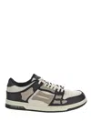 Amiri Crystal Skel Top Low Leather And Suede Sneakers With Rhinestones Detail In Nero