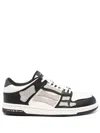 Amiri Crystal Skel Top Low Leather And Suede Sneakers With Rhinestones Detail In Neutrals