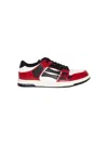 Amiri Skel Top Low Red Sneakers With Skeleton Patch In Leather Man In Red