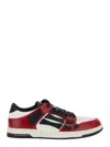 Amiri 'skel Top Low' Red Sneakers With Skeleton Patch In White