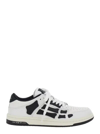 Amiri 'skel Top Low' White And Black Sneaker With Logo Patch On The Tongue And Contrasting Details On The 