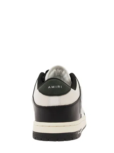 AMIRI AMIRI 'SKEL TOP LOW' WHITE AND BLACK SNEAKERS WITH SKELETON PATCH IN LEATHER MAN