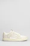 Amiri Skel Top Low White Sneakers With Skeleton Patch In Leather Man In Multi