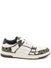 Amiri Quad Skel Panelled Leather Snekaers In Black