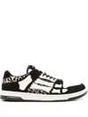 Amiri Leopard Print Goat Leather Sneakers With Perforated Detail In Black