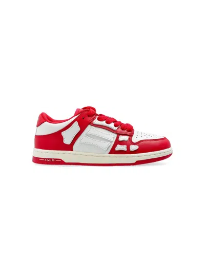 Amiri Kids' Skel Top Panelled Leather Sneakers In Red
