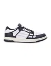 Amiri Skel Top Low White And Black Sneakers With Skeleton Patch In Leather Man In Black