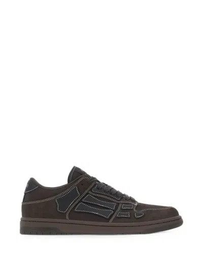 Amiri Skeleton Low Top Suede Rubber Sneakers In Brown