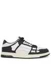 Amiri Skel Top Low White And Black Sneakers With Skeleton Patch In Leather Man In Multi