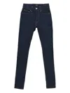 Amiri Skinny Denims With Visible Stitching And Back Logo Patch 13c In Blue