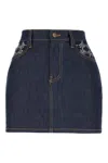 Amiri Ma Quad Monogram-print Skirt In Raw Indigo