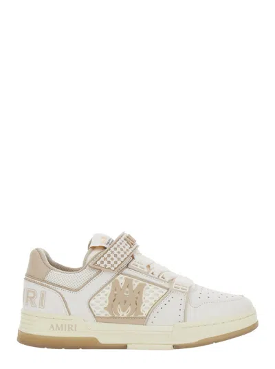 Amiri Skyline Beige Sneaker With Maxi Logo On The Side And Velcro Strap With Logo In Leather Man In Neutral