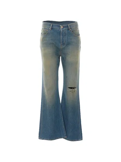Amiri Slash Bootcut Jeans In Blue