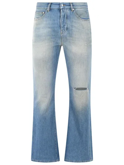 Amiri 'slash Bootcut' Light Blue Denim Jeans In Multi
